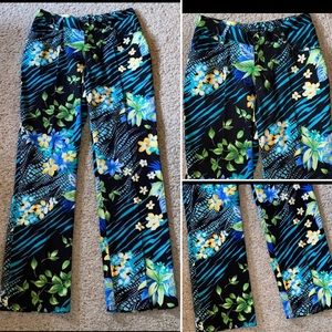 Nicole Max Floral Patterned Stretch Pants